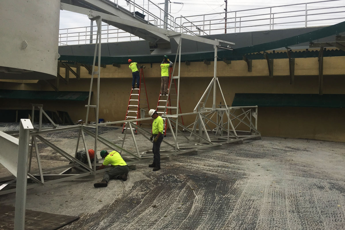 The bulk of the repair work was done in the drained clarifier