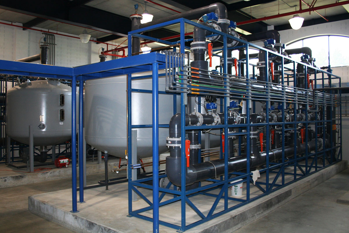 Newly installed filtration equipment at the new water treatment facility
