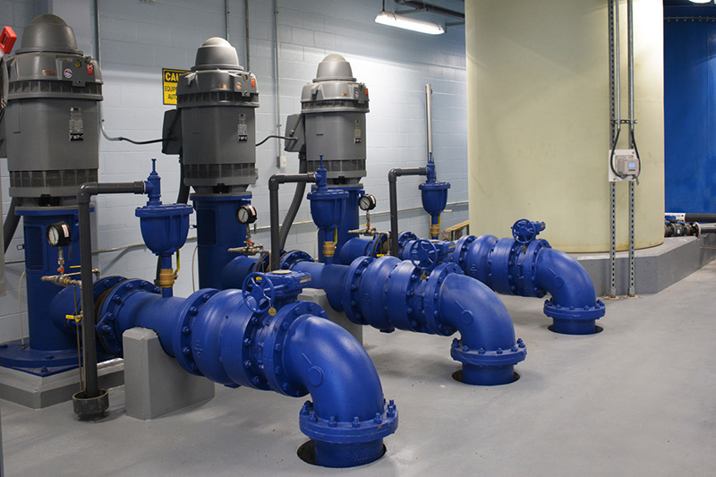 Vertical turbine pumps installed in the finished Long Pond Water Treatment Plant