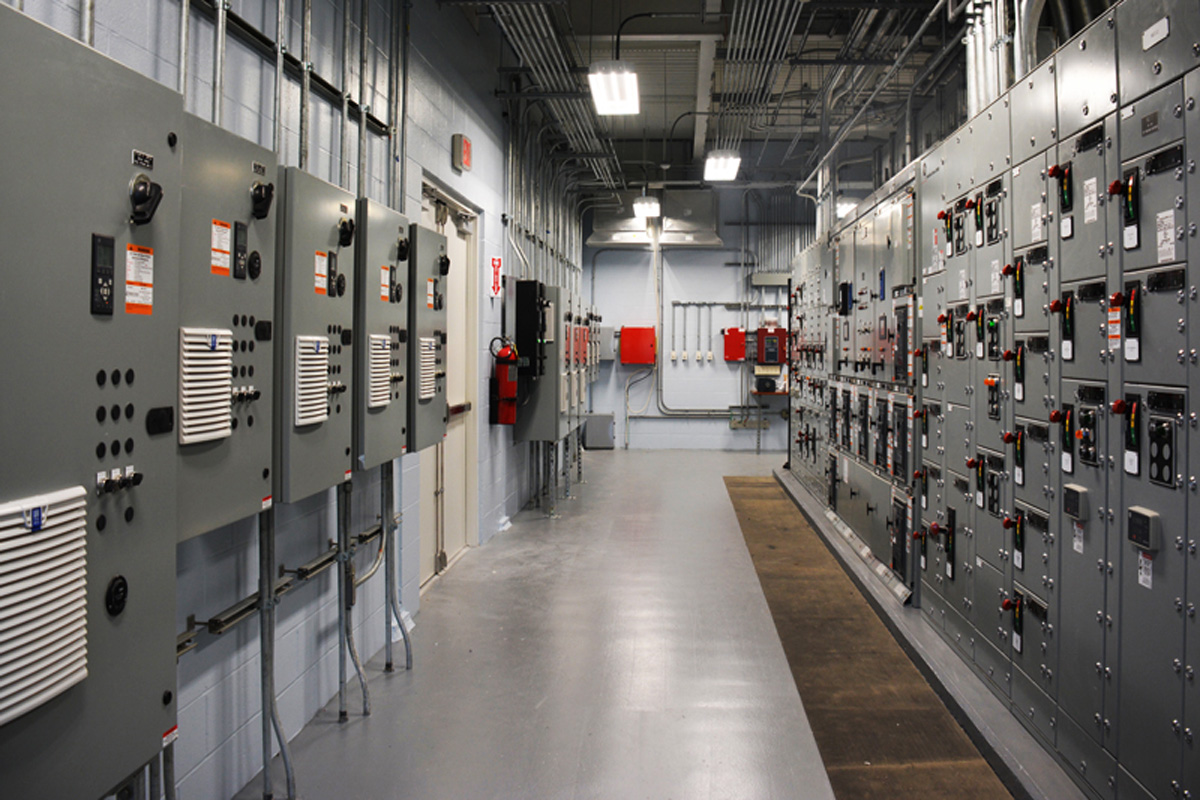 Some of the control panels that are part of the automated control system.