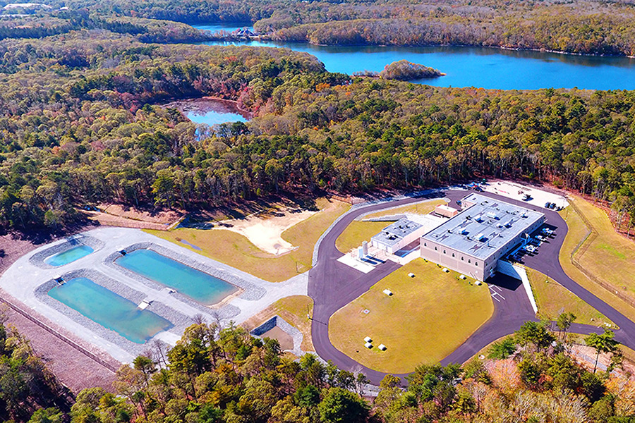 The completed Long Pond Water Treatment Plant in Falmouth, MA