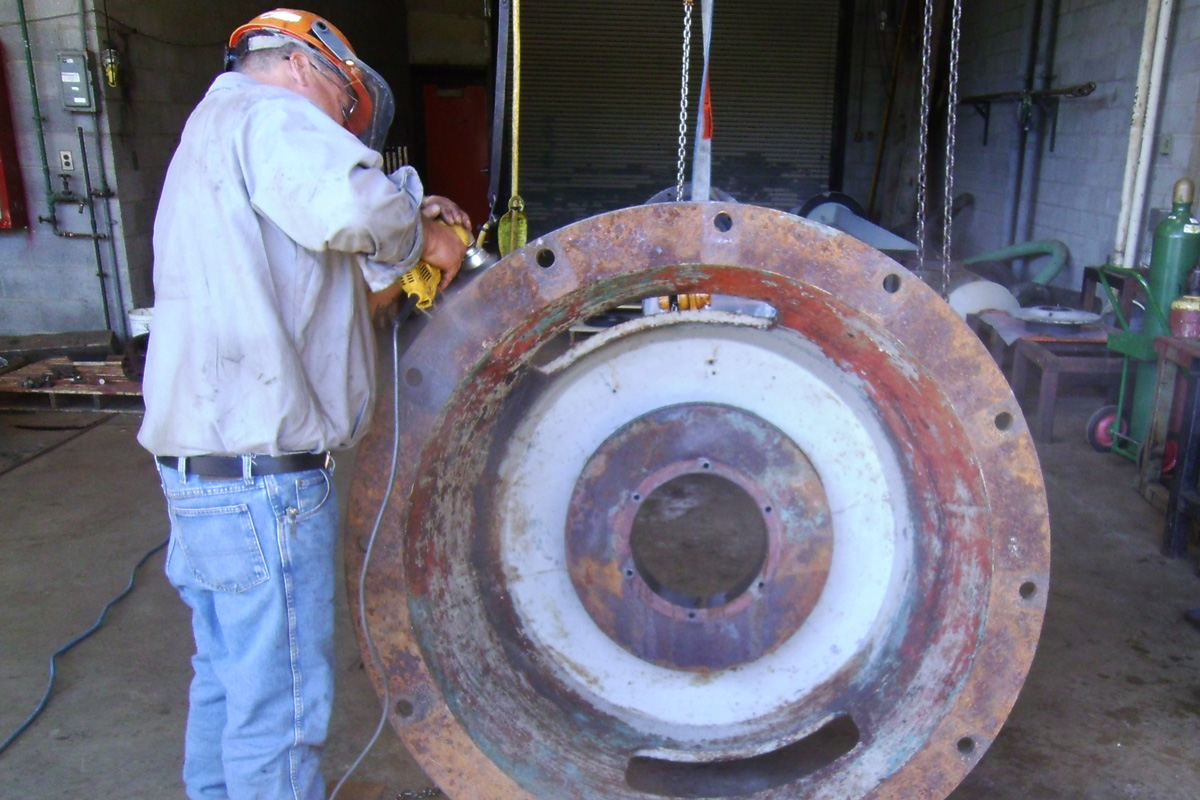 Refinishing the pump impeller