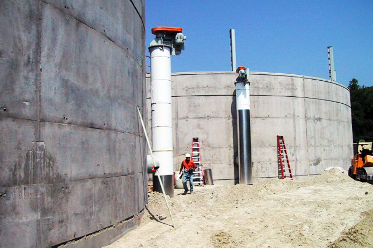 Progress photo of the anaerobic digesters being constructed
