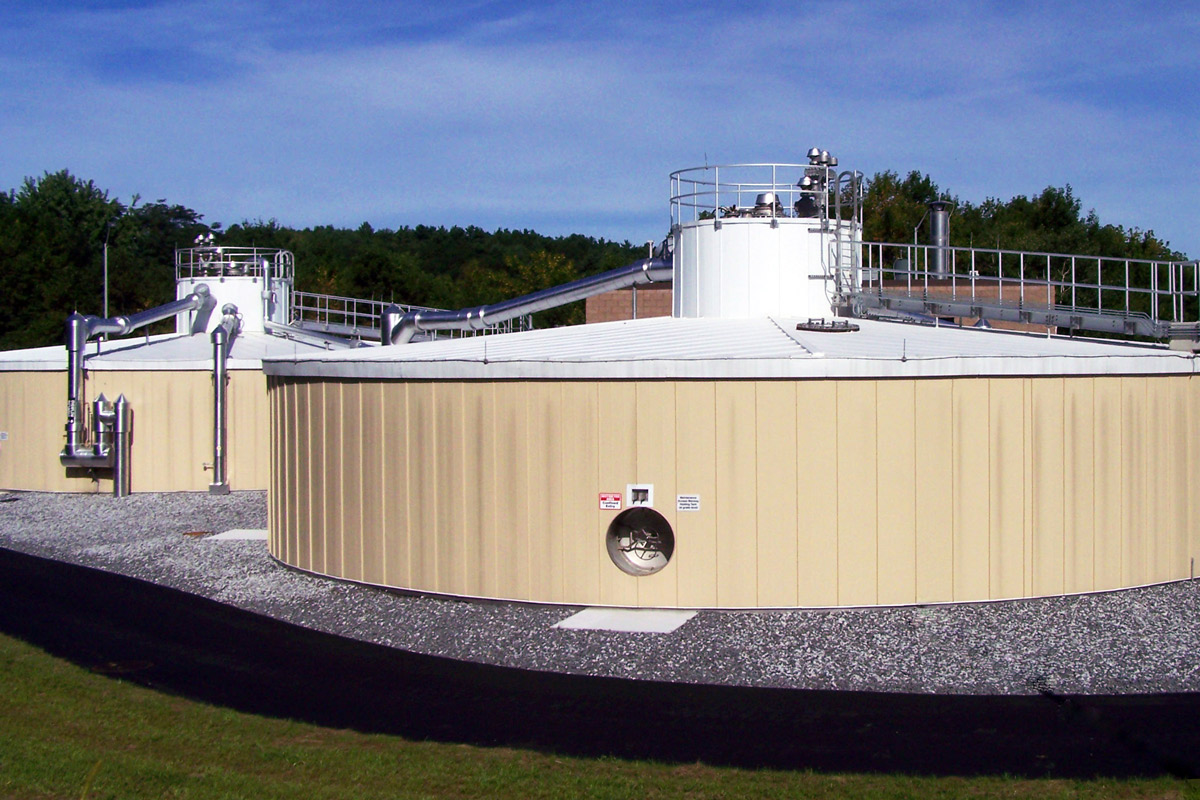 Finished anaerobic digesters at the Lewiston, Maine CHP facility