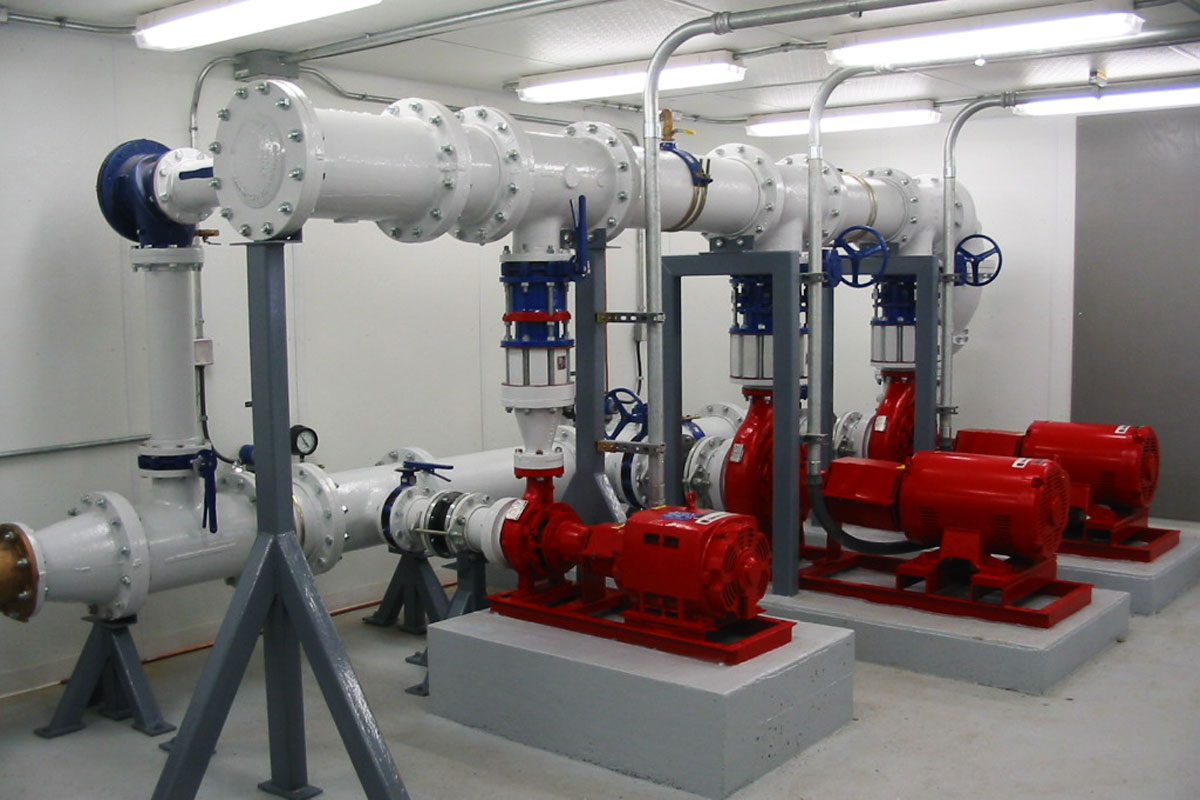 New chemical pumps and piping in the water treatment facility