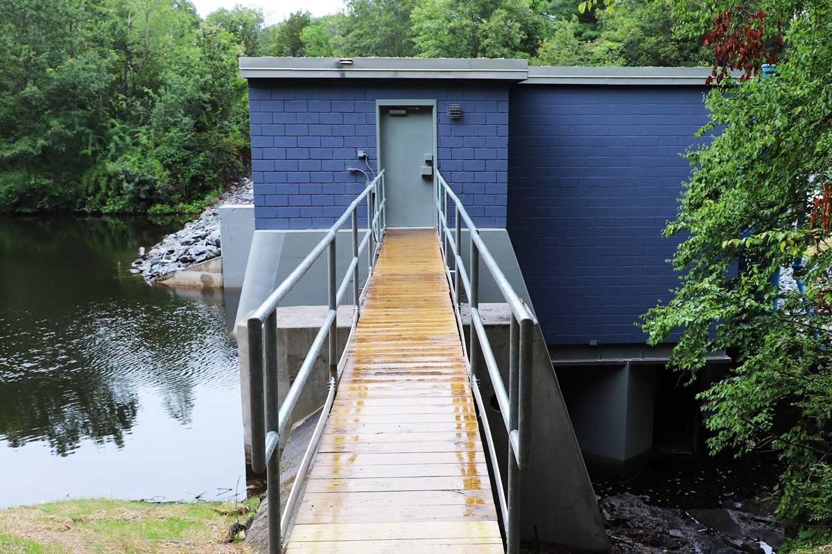 The new walkway to the entrance of the Luther Reservoir Dam Pump Station