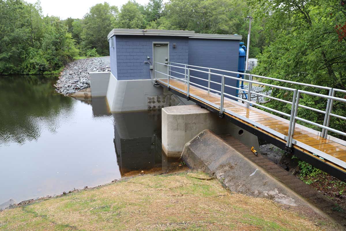 The finished pump station at the Luther Reservoir Dam in Attleboro, MA