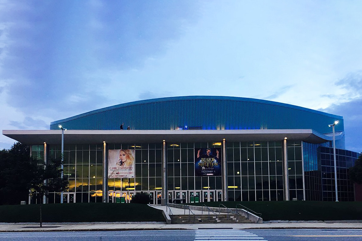 The finished civic center stands proudly in downtown Manchester, NH