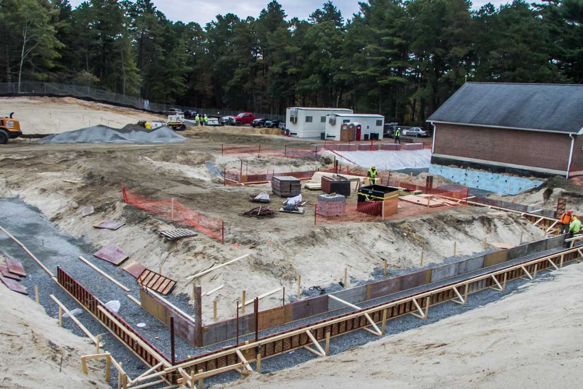 Beginning stages of the foundation for the Maple Springs Water Purification Plant 