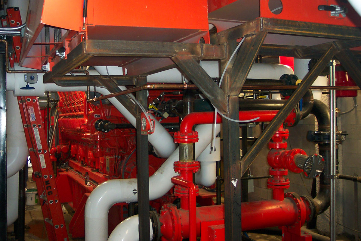 A 600 HP gas-fired engine powers the central physical plant
