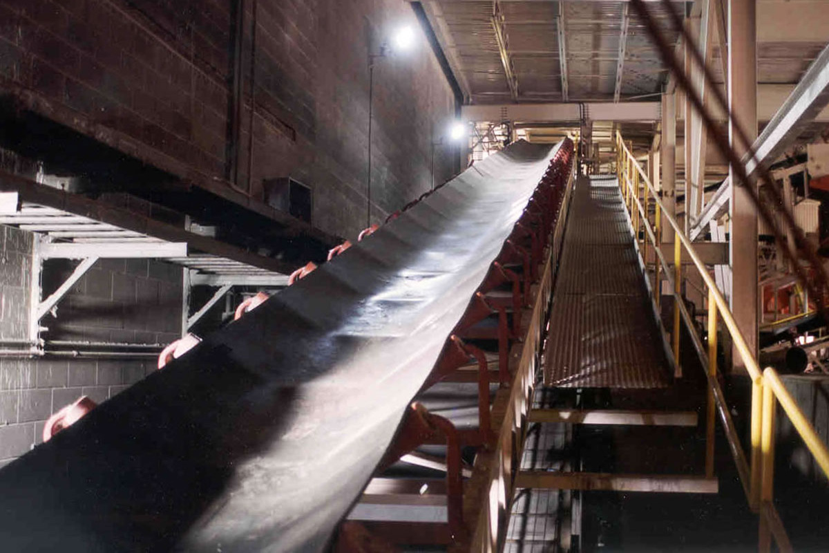 One of the main conveyor systems at the non-ferrous facility