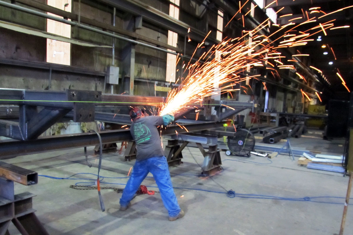 Creating the frame for the modular unit in the fabrication shop