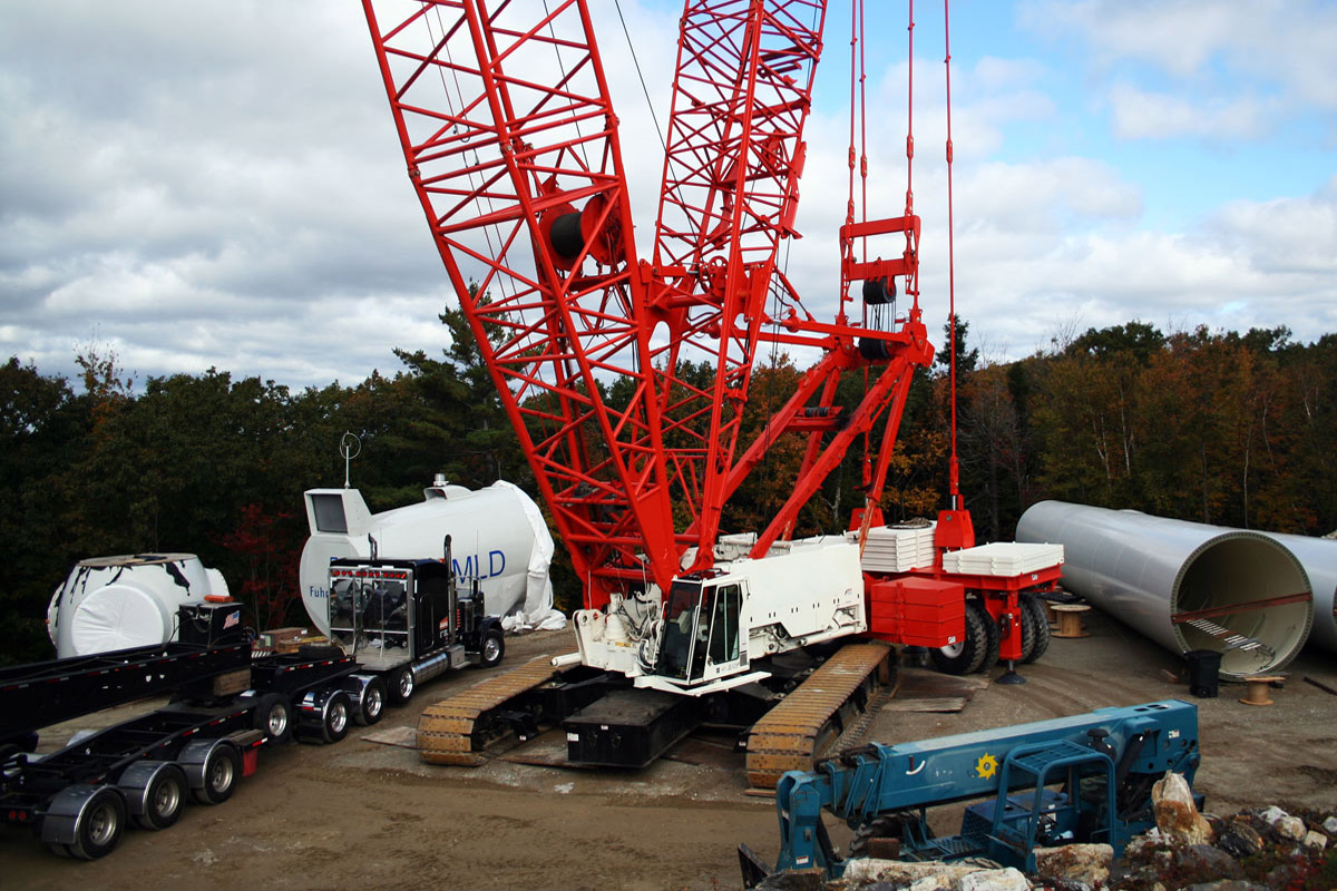 Readying the equipment for the Wind Turbine Install