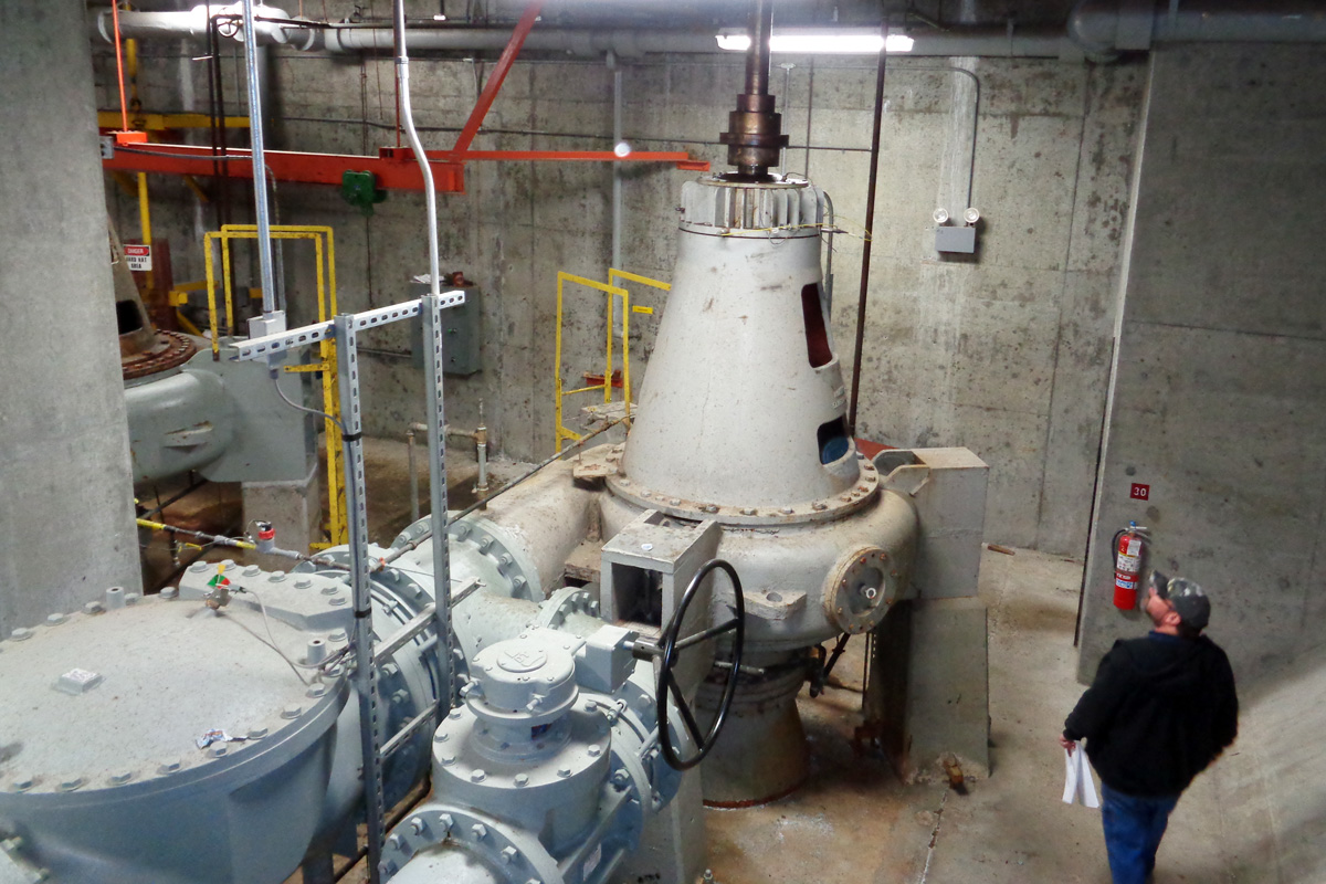 Inspecting a wastewater pump that needs refurbishing