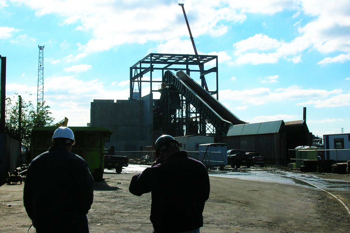 Construction of the Schnitzer steel recycling facility in Everett, MA