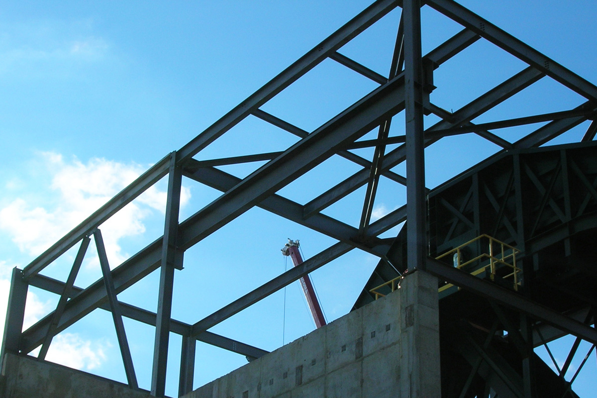 Another view of the steel structure that supports the facility