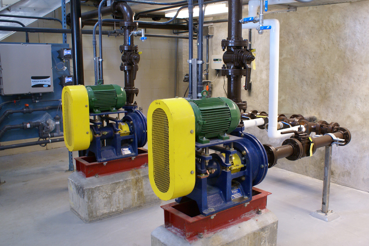 Two of the new water pumps installed as part of the project