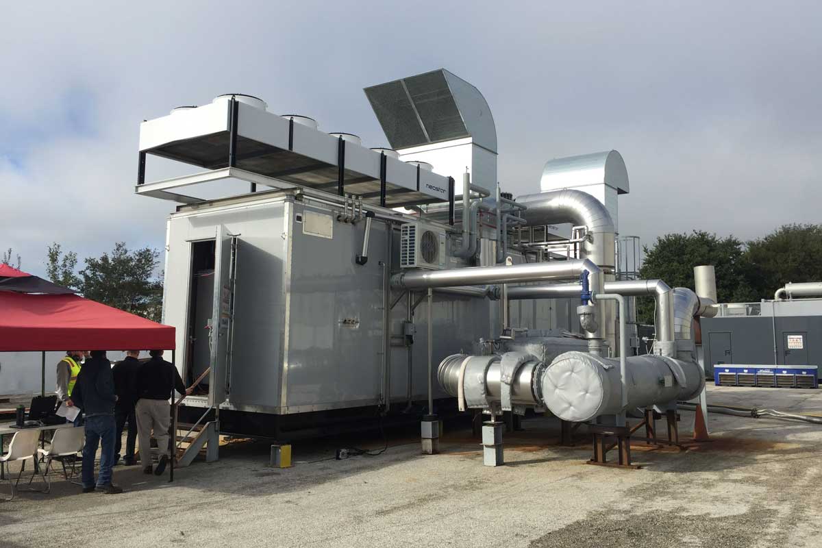 Another view of the CHP unit during testing
