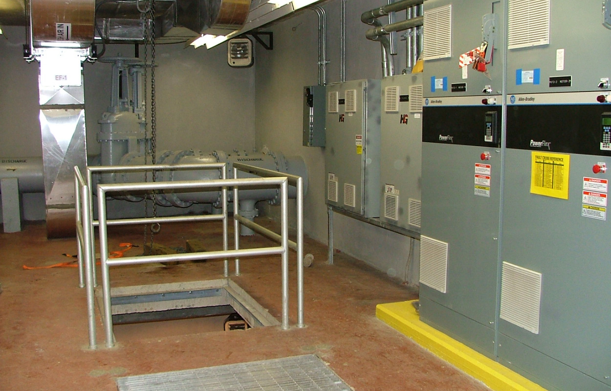 Control panels in the wastewater treatment pump room