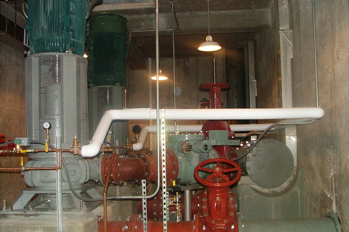 Inside piping and pumps for the pump station energy efficiency upgrades