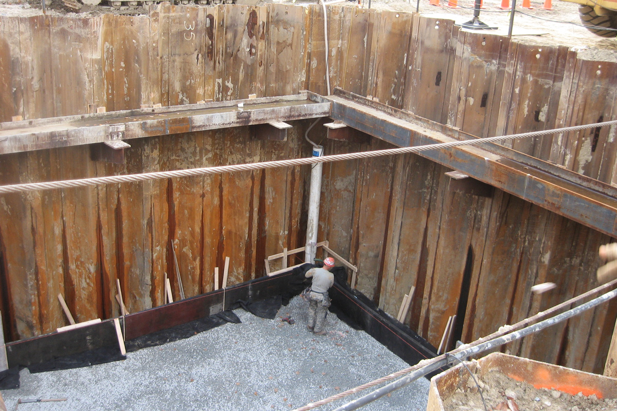 Excavation for the aerated grit removal building at the Fitchburg, MA wastewater treatment facility
