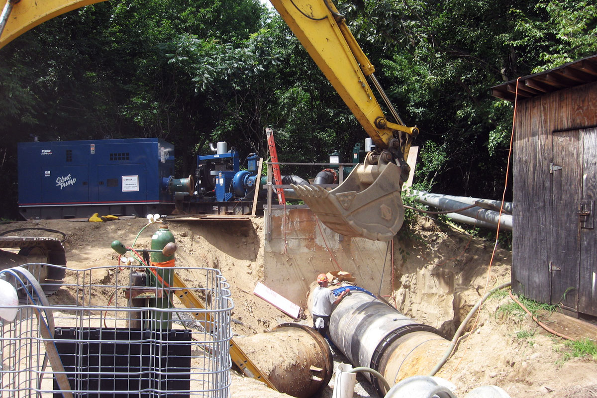Excavation and installation of the by-pass piping