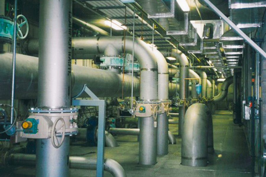New piping inside the new water treatment plant