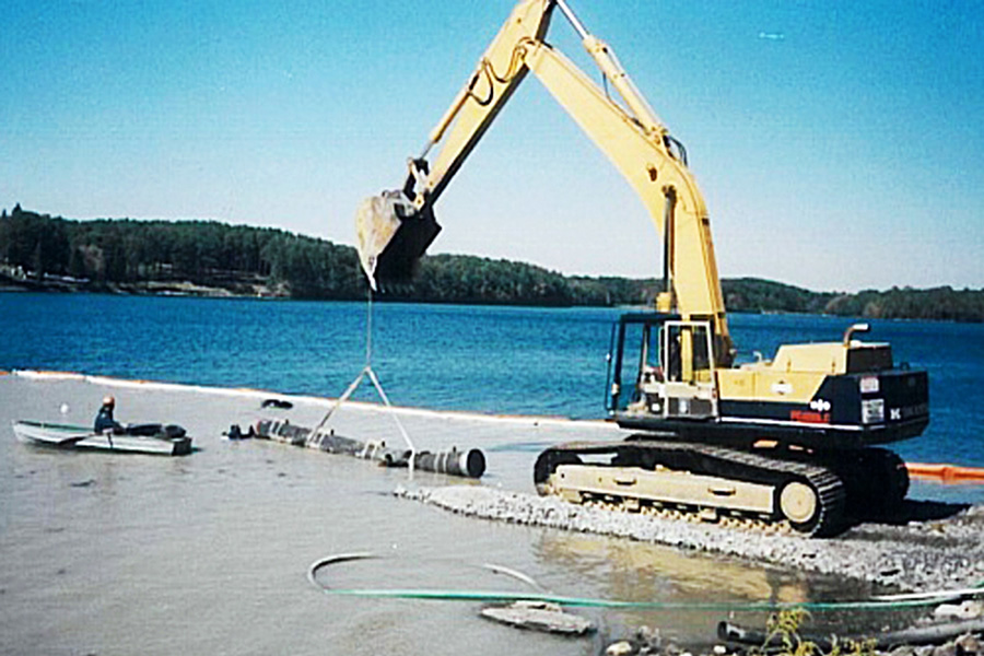 Laying the raw water intake line for the water treatment facility