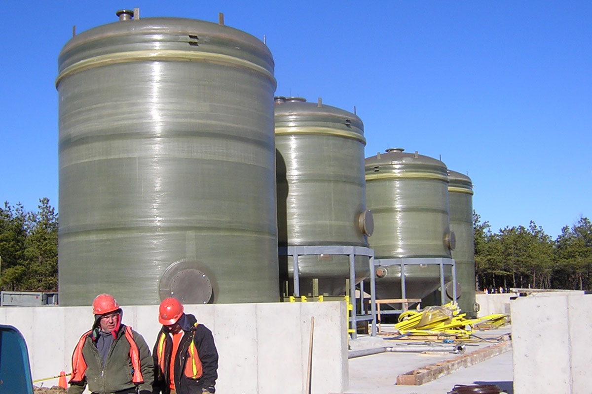 Constructing the water treatment tanks outside